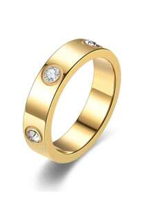 THINTIME 1 Stück Luxus Ring mit synthetischem Zirkonia-Stein, 18K, modisch und zart, unisex