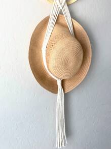Móc treo mũ Boho, Giá treo mũ Macrame, Đồ trang trí nhà nông, Quà tặng tân gia, Móc treo mũ trên tường, Đồ trang trí phòng khách, Quà tặng cho cô ấy - trắng - Xem 3