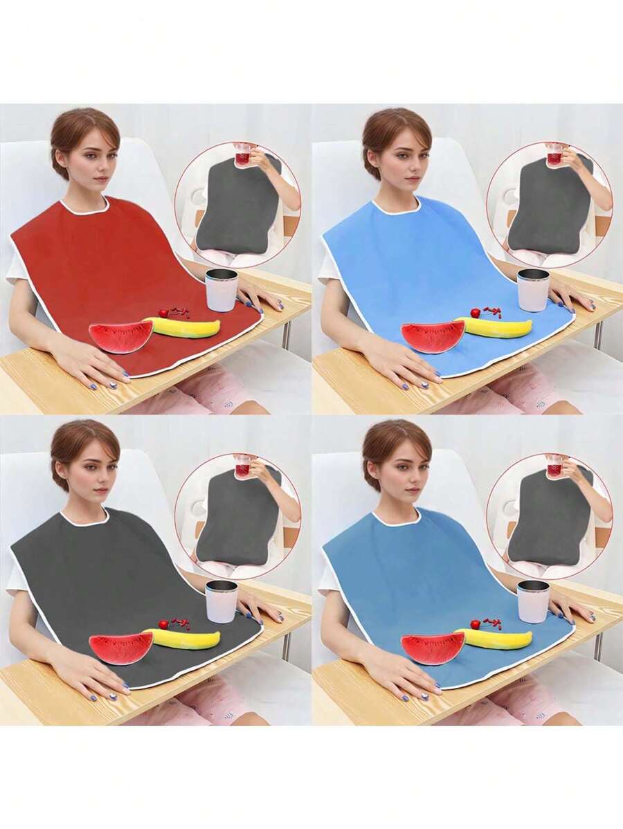 4 件套成人大号防水围兜，毛巾布喂奶围兜，适用于老人护理和哺乳 - 彩色 - 查看 1