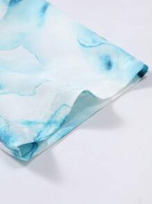 Camisa casual de manga corta para hombres, cuadros azules texturizados, para vacaciones de verano - Azul y blanco - Ver 5