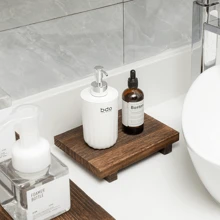 Bandeja de servir de madera de acacia natural, decoración rústica minimalista para el hogar, bandeja para sushi, pastel, pan, café, té y barbacoa