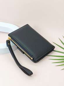 Women's Short Wallet Mini Handbag Multi-Function ID Card Holder Solid Color Coin Purse With Zipper Casual Soft PU Multi-Functional Wallet New Fashion Student Wallet Wallet Purse Wallet Mini Wallet Small Wallet - Black - View 6