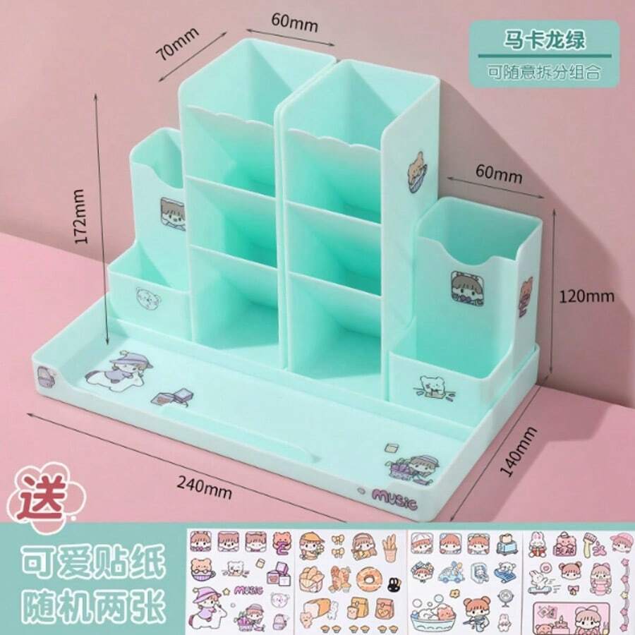 Inclined Pencil Holder, Cute Primary School Student Desktop Storage Case, Large-Capacity Multifunctional Pencil Case, Creative Desktop Pencil Holder