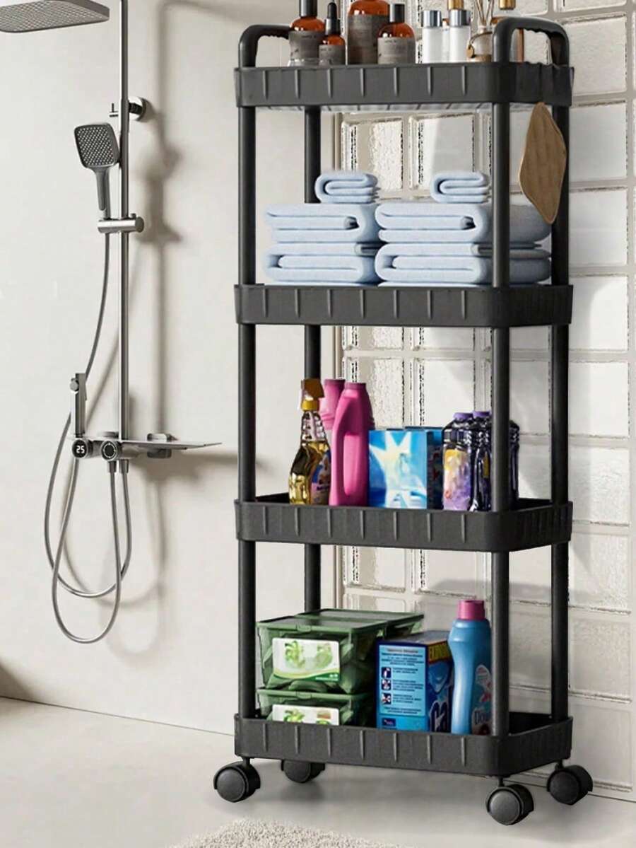 Freistehender Aufbewahrungswagen | 360° drehbarer Organizer für kleine Wohnungen | Einfach zusammenzubauen und zu reinigen | Perfekt für Studentenwohnheime/Küche (ohne Haken)
