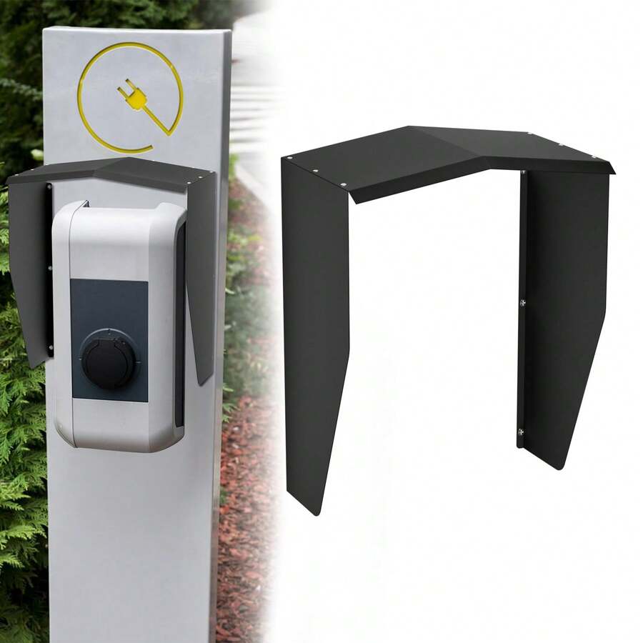 VA-Cerulean Osłona przeciwpogodowa Wallbox, dach ochronny do ładowarek, ochrona przed deszczem i słońcem, wodoodporna osłona do stacji ładowania samochodów elektrycznych, czarna, 40x25x45,5 cm - Czarne - Zobacz 1