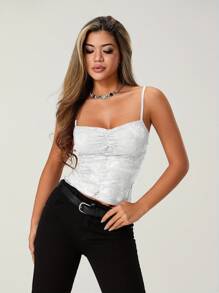 Lace Camisole Top Pink Black Red - White - View 2