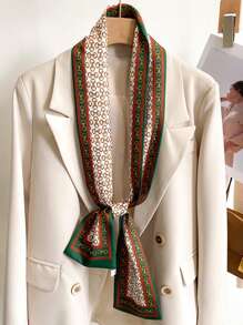 1pc Women Bandana Geometric Pattern Rectangular Flowing Scarf, Versatile Fashion Long Oblong Polyester Scarf - Multicolor - View 2