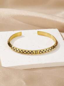 1pc Men's Tiger Stripes Open Style Fashion Bracelet, Daily Decorative Accessory Suitable For Party - Yellow Gold - View 1