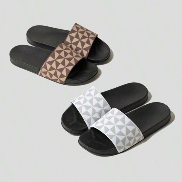 Sandalias de dedo con patrón de diamante para hombre, suela gruesa, antideslizante, suela blanda, adecuadas para uso casual, al aire libre, verano, vacaciones, regalos de graduación, accesorios de cumpleaños