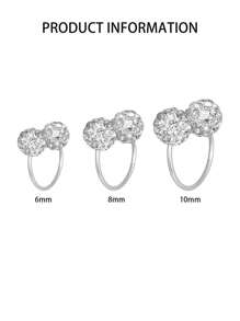 1PC S999 Sterling Silver Shambhala U-Shaped Double Diamond Navel Nail, Navel Button,Belly Ring,Body Piercing Jewelry,6mm,8mm,10mm