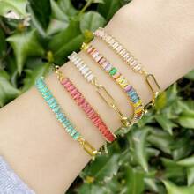 1 pieza Collar de perlas con enchapado de oro de 18K y pulsera con circonita de acero inoxidable, adecuado para fiesta, cita, uso en la oficina
