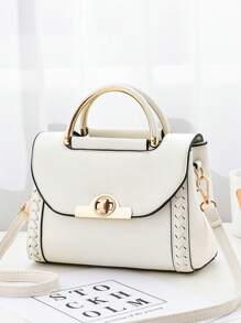 New White Fashion Full Color Matching Pu Flap Handbag, Perfect Office And Work Women's Bags, Mother's Day Gift, Mom's Gift, Mom's Essentials, Mom's Going Out Bag, Fashion Business Casual Women's Bags, Perfect For Office, Business And Work, Business Casual Women's Bags, Perfect For Office, Business And Work, Woven Tote Handbags Small Bag 2025 New Fashionable Locking Small Square Bags Shoulder Crossbody Bags