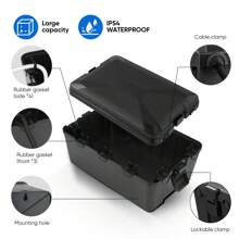 Extra Large Weatherproof Box - (33x 21.2 X 13.2 Cm) - Outdoor Cord Cover - Brown - Ideal For Gardens, Construction Sites - Suited For Workers, Homeowners - Black - View 4