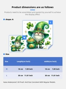 1pc St. Patrick's Day Dwarf Decal - Self-Adhesive Waterproof PVC Sticker With Herringbone Pattern, Square Shape For Bathroom, Window, Fridge & Ceramic Surface Decor Gifts Birthday Graduation Room Decor Home Decor Wall Decor Bathroom Decor Bedroom Decor Room Decoration Stuff Living Room Decor House Decor Home Decor Living Room Wall Art Wall Paper Stickers