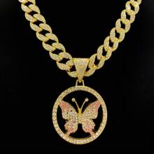 Phụ kiện Hip Hop Hot Hip Hop Hiphop Đầy đủ hợp kim Rhinestone Mặt dây chuyền bướm hồng thời trang Unisex - Cây cung - Xem 5