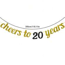 1set Gold Black Cheers To 20 30 40 50 60 Years Banner Birthday Party Decoration
