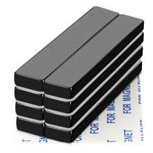 4/10pcs F60X10X5mm Large Black Epoxy Coated Neodymium Bar Magnets - Superior Waterproof, Wear-Resistant, And High-Performance Rare Earth Magnets With Double-Sided Adhesive - Ideal For Tools, Kitchen, Office, Garage - Black - View 1