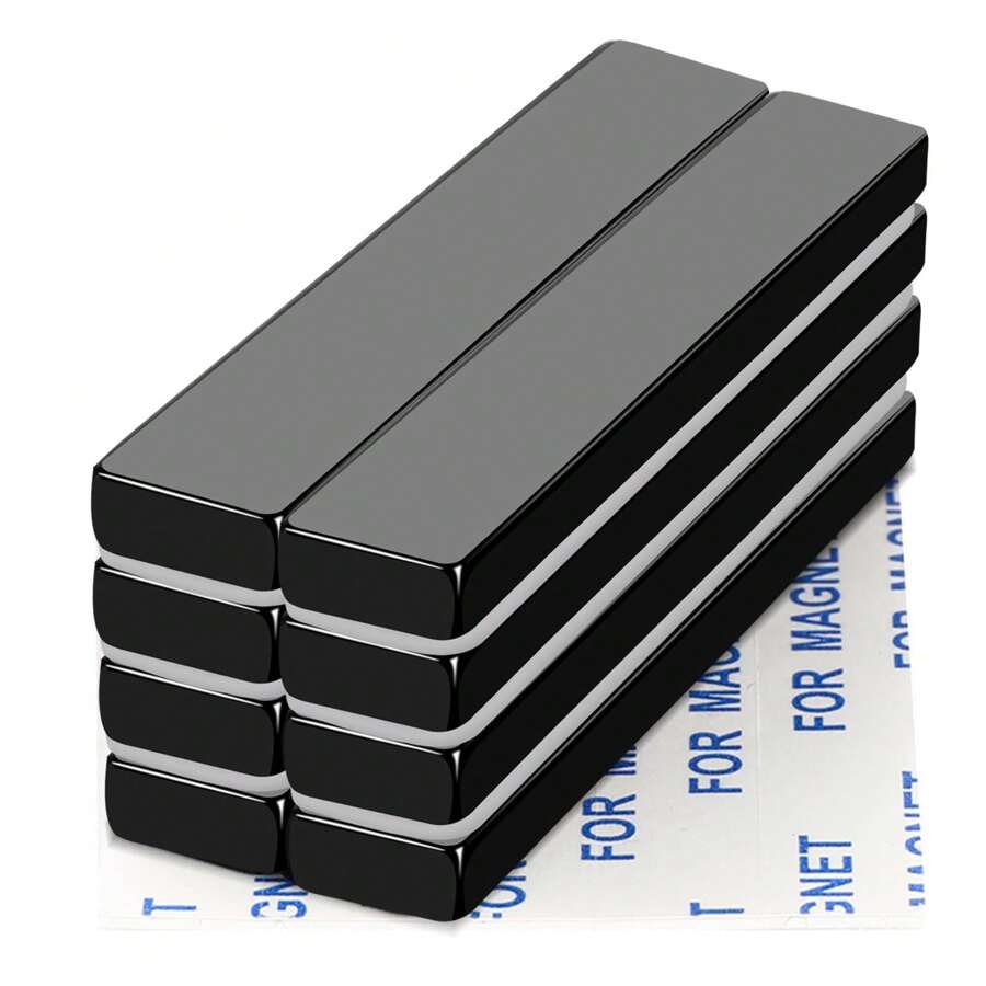 4/10pcs F60X10X5mm Large Black Epoxy Coated Neodymium Bar Magnets - Superior Waterproof, Wear-Resistant, And High-Performance Rare Earth Magnets With Double-Sided Adhesive - Ideal For Tools, Kitchen, Office, Garage - Black - View 1