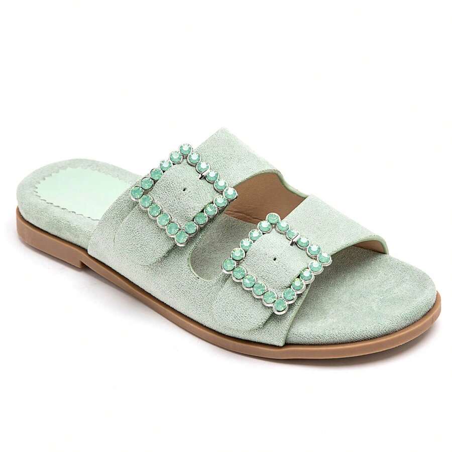 Women's Platform Sandals | Adjustable Thin Straps - Green - View 1
