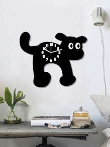 1 pieza, Reloj de pared decorativo con estilo de dibujos animados de gato y perro, silencioso, sin sonido de tic-tac. Para sala de estar, dormitorio, aula, decoración del hogar. Regalo de Navidad y cumpleaños. - Reloj de pared con forma de gato y perro - Ver 11