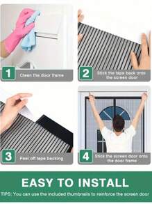 Magnetic Door Panel, Fabric Net, Door Panel Magnetic Closure, Self-Locking And Robust Net To Prevent Insects From Entering Through The Strong Magnetic Door Panel Net, 100*200cm Black