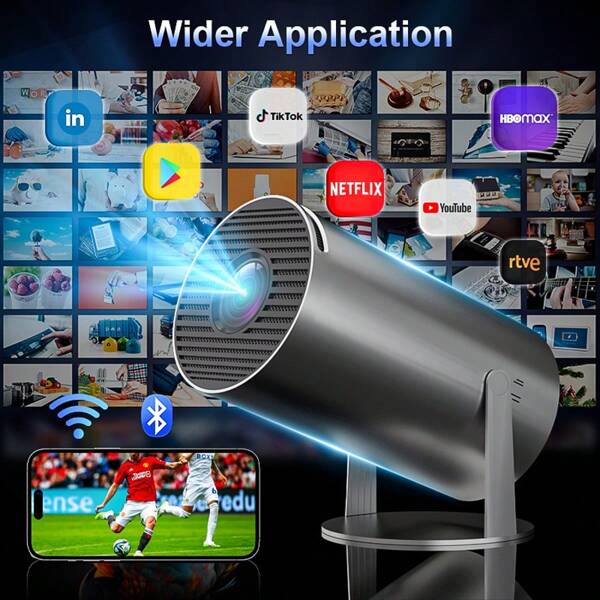El último proyector 4K Ultra HD de 2025 en un elegante diseño gris plateado y con sistema Android: un todoterreno para la oficina, el cine en casa y el exterior. Compacto y portátil, se puede conectar a teléfonos inteligentes y computadoras a través de WiFi/Bluetooth.