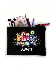 1pc Personalized Bingo Bag - Lucky Bingo Bag Pattern Makeup Bag, Travel Storage Bag, Party Gift Zipper Organizer, Cosmetic Pouch For Makeup - Lightweight Case - For Women & Girls - Perfect Gift For Birthday & Travel - Multicolor - View 4