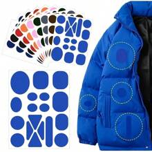 1set/18pcs Self-Adhesive Down Jacket Repair Patches, Seamless, High-End Mending And Patching For Clothing, Leather Garments, Holes, Black Embroidered Fabric Patches