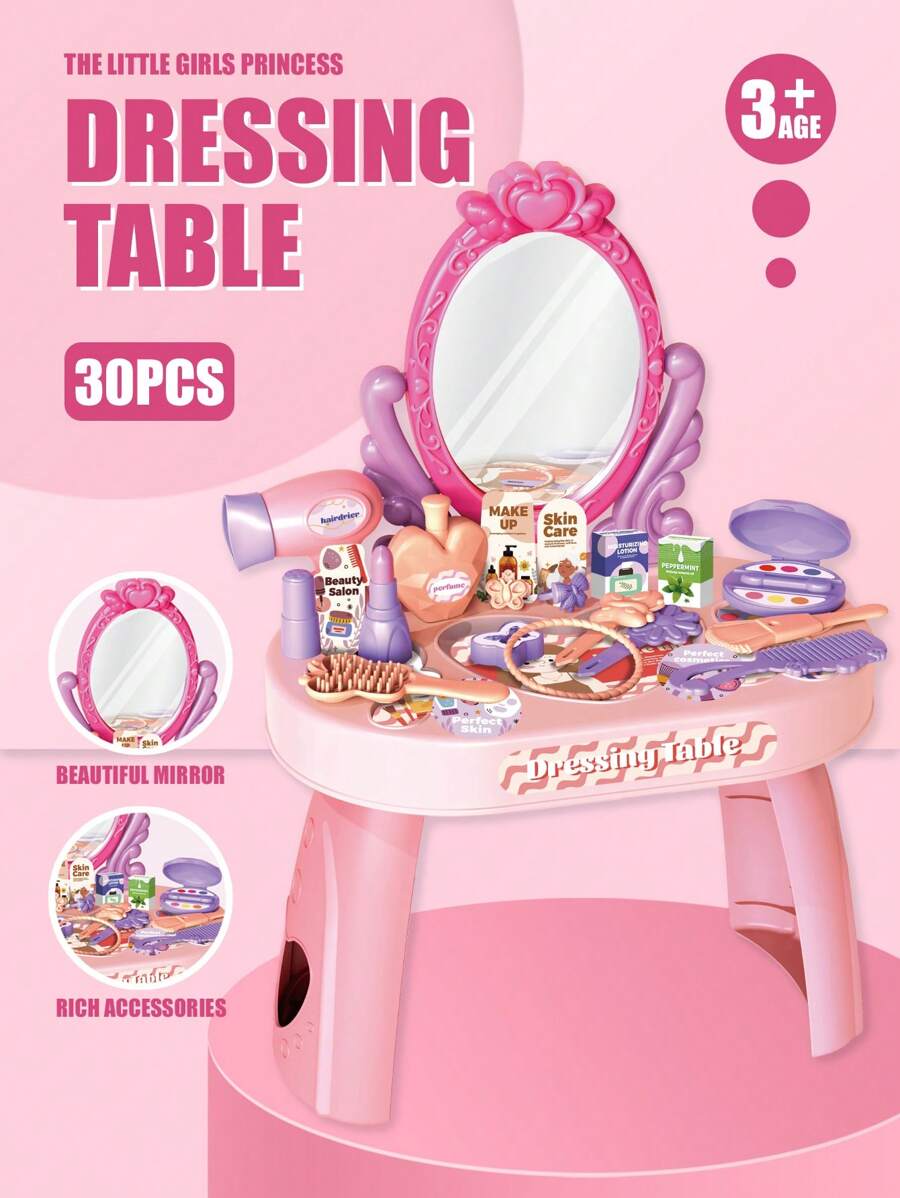 Small Size Children's Dressing Table Toy Girl Simulation Home Makeup And Makeup Jewelry Box 3-4 5-6 Years Old Baby Birthday Gift