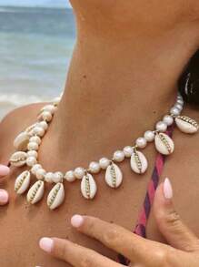 Cuier 1PC Sun Natural Boho Shell Necklace For Women Girls Sandy Choker Gift Beach Vacation Handmade Necklaces Jewelry