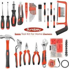 Sundpey Home Tool Kit 148-Pcs - Household Basic Portable Hand Repair Tool Set With Case & Ratcheting Screwdriver & Hex Key & Pliers & Wrench & Voltage Tester & Water Pump Plier For Men Women - Đỏ - Xem 9