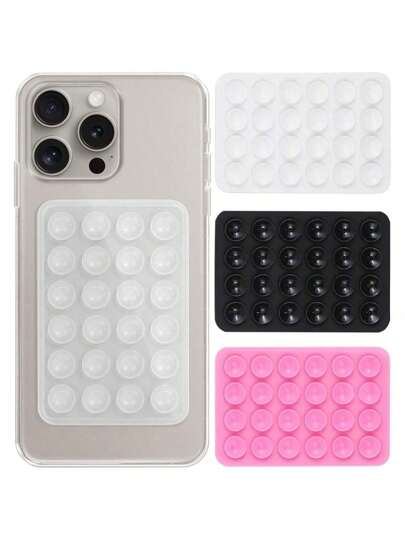 1pc Silicone Suction Cup Phone Case Holder, Strong Grip Stand For Selfie And Video, Hands-Free Adhesive Phone Handle, Compatible With IPhones And Android Devices