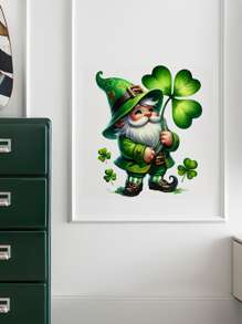 1pc St. Patrick's Day Dwarf Decal - Self-Adhesive Waterproof PVC Sticker With Herringbone Pattern, Square Shape For Bathroom, Window, Fridge & Ceramic Surface Decor Gifts Birthday Graduation Room Decor Home Decor Wall Decor Bathroom Decor Bedroom Decor Room Decoration Stuff Living Room Decor House Decor Home Decor Living Room Wall Art Wall Paper Stickers