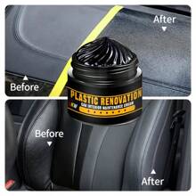 Restaurador de plástico para uso general en automóviles, pasta negra de caucho, gel negro para neumáticos, para restaurar superficies exteriores e interiores descoloridas y oxidadas en automóviles, apropiado para decoración de automóviles, parachoques, carcasas de espejos - 1 pieza + esponja - Ver 4