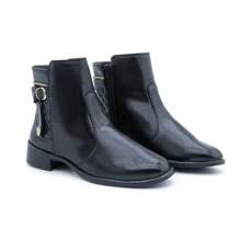 Boots With Zipper And Heart Buckle Low Heel Short Shaft Winter Adjustable Work Everyday Promotion