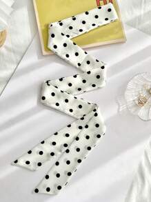 1pc Women Bandana Polka Dot Narrow Long Scarf, Pointed End, Versatile For Tying On Bags, Shirts, Fashion Scarves For Dress - Polka Dot Silk Scarf - View 7
