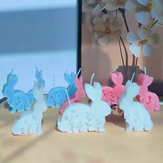1 pieza Vela con aroma y relieve con forma de conejo de Pascua, decoración del hogar