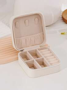 1pc Portable Jewelry Case Small Jewelry Boxes For Women Simple Home Jewelry Organizer Travel Organizer Fine Mini Storage Box For Earrings Jewelry Zipper Case For Earrings Rings Necklaces Bracelets Portable Makeup Bag Cute Cosmetic Bag Back To School Essential Unforgettable Holiday Gifts Bridesmaid Gifts And Travel Essentials Double-Layer Portable Mini Display Storage Case Mother's Day