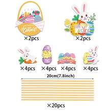 20 palillos de madera para Pascua, decorativos, con forma de conejito, para rellenar jarrones y decorar el hogar. - Multicolor - Ver 7