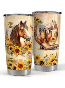 20oz Creative Customized Pattern Stainless Steel Double Layer Insulated Travel Mug, Keeps Hot/Cold, Portable