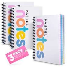 Spiral Notebook With Pastel Colored Pages, 5X7" Perforated Notepad With College Ruled Paper, 100 Sheets/200 Pages, 3 Pack - Pastel - View 1