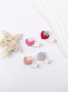 4pcs/Set Cute Cartoon Strawberry & Fruit Design Baby Hair Clips, Soft & Harmless For Infant Girls, Spring/Autumn - Multicolor - View 2