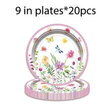 Ensemble jetable de fournitures de fête sur le thème du papillon pour le printemps/été, comprenant des assiettes en papier, des gobelets et des serviettes. Convient pour les rassemblements familiaux, les anniversaires, les mariages et les pique-niques en extérieur