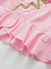 Young Girl Three Dimensional Flower Asymmetric Sleeveless Dress For Summer - Pink - View 7