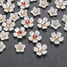 30pcs Acrylic Shiny Red Rhinestone Faux Pearl Flat Back Flower Beads For Jewelry Making Decorative Clothes Craft DIY Jewelry Handcraft Sewing - Five-petal Flower With Diamond Patch - View 6