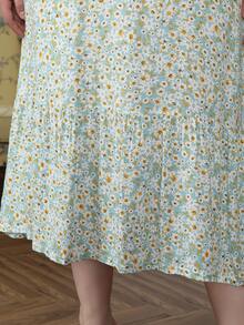 印花阿拉伯风格优雅连衣裙，贾拉比亚 2025 年，传统春夏斋戒月宰牲节 - 薄荷綠 - 查看 5