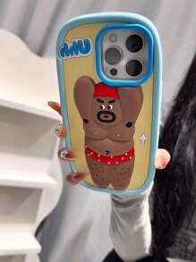 Abstract Funny Cartoon "Overweight Uncle" Pattern Soft Silicone Protective Phone Case Compatible With IPhone 16 Pro Max, 15, 14 Pro, 13 Pro, 12, Couple Style, Shockproof