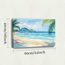 1 Pc, A Beach Scene With Watercolor And Ink Illustrations, Original, Canvas, Wall Art, Living Room Wall Decorations, Bedrooms, Bathrooms, Frame Poster Art Prints, Hanging Paintings, Home Decoration, Festivals. Home Decoration Fe 1 - 彩色 - 查看 9