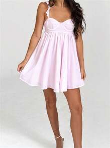 Embrace Effortless Elegance With Our Women Slip Dress: Lovely Sleeveless Backless Floral/Solid A-Line Mini Dress For Summer Parties  Casual Outings