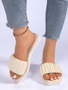 Sandalias de verano de moda para mujer - Sandalias planas, transpirables y ligeras con correa elástica, suela cómoda de EVA, adecuadas para uso casual, al aire libre y en vacaciones de playa